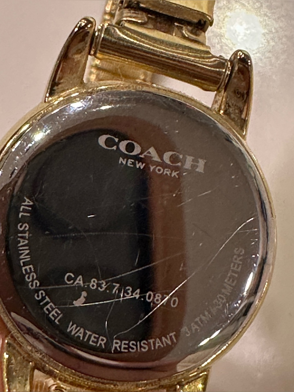 COACH NY ~ GOLD TONE STAINLESS STEEL EXPANSION BRACELET WATCH~ - Picture 7 of 13